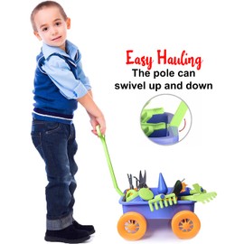 Liberty Imports Garden Wagon & Tools Toy Set for Kids with 8 Gardening Tools, 4 Pots, Water Pail and Spray - Great for Beach & Sand Too!