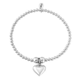 Trink Brand Silver Heart Sterling Silver Beaded Bracelet