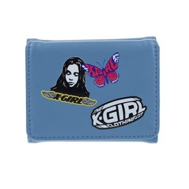 [エックスガール] 三つ折り財布 STICKER MINI WALLET BLUE