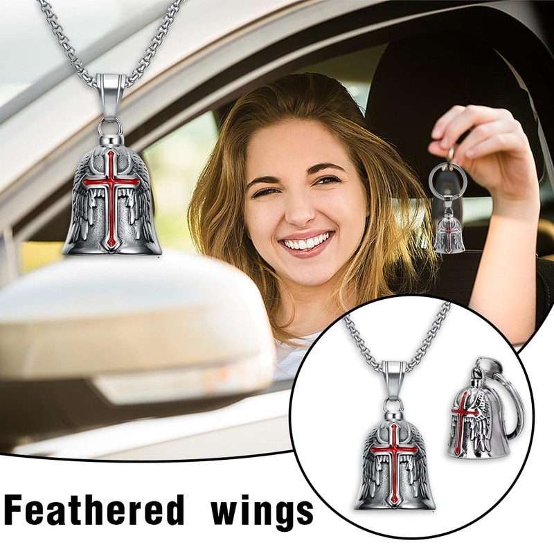 XOUDKE 2 Pieces Motorcycle Bell Guardian Keychain, Motorcycles, Electric Vehicles,