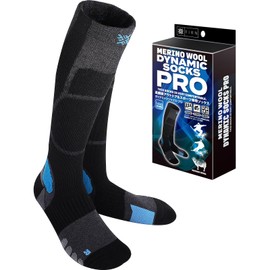 [FIRN] フィルン スキー スノーボード ソックス ダイナミック ソックス プロ メリノウール 靴下 高機能 段階着圧 吸湿 速乾 抗菌 防臭 通気性 スポーツ フィット クッション メンズ レディース (L, ブルー)