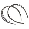 Teppylony 2 Pcs Women's Lady Black Elastic Plastic Hairband Wavy