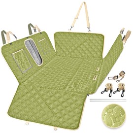 Dog Car Seat Cover for Pet, Waterproof Back Seat Cover, Integrated Heavy Duty Hard Bottom Holds 660lbs,Anti-scratch,Anti-slip Foldable,Tear-resistant,Durable for Sedans,Trucks,SUV,Standard Brown