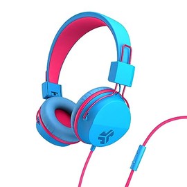 JLab JBuddies Studio On-Ear Kids Wired Headphones, Toddler Headphones, Kid Safe, Studio Volume Safe, Volume Limiter, Folding, Adjustable, Noise Isolation, with Mic (Dark Pink)