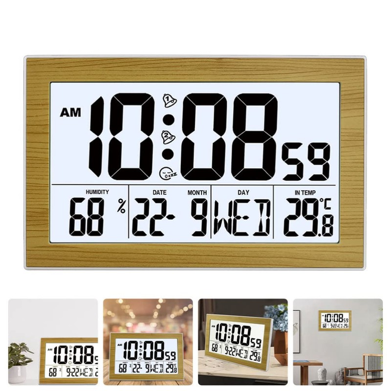Beavorty 1pc Perpetual Calendar Desk Clock Alarm Clock Thermometer Student