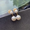 OWADAR Pearl Clip on Earrings 18K Gold Plated Double Balls