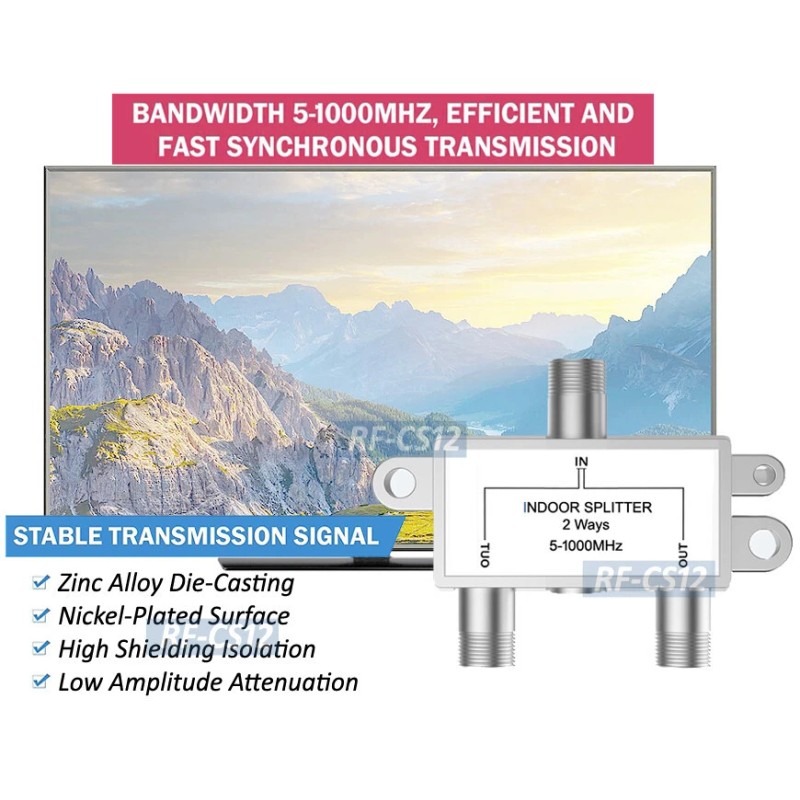 Universal 2-Port RF Coax Combiner Splitter For Cable TV ATSC