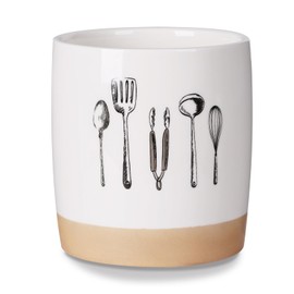 LEETOYI Kitchen Utensil Holder For Countertop, Ceramic Utensil Crock for Cooking Counter, Easy to Clean, 33oz