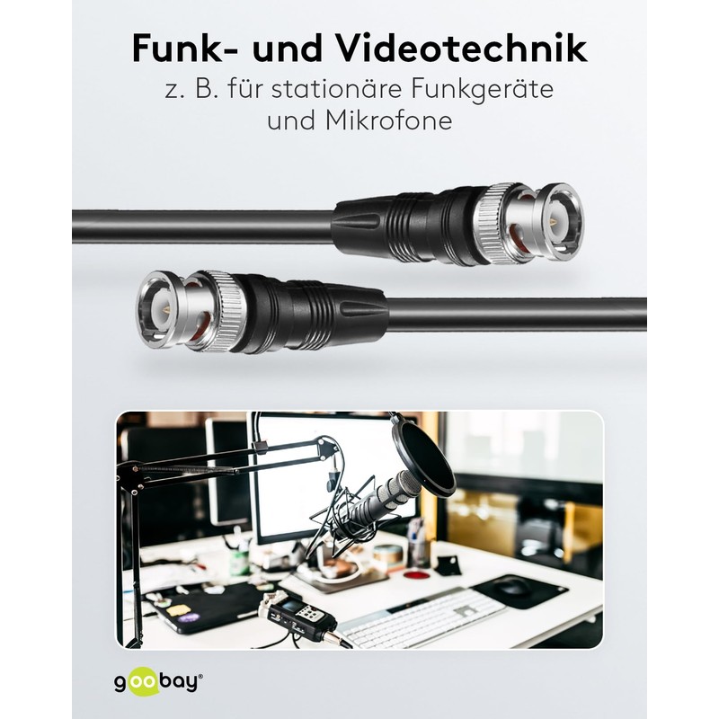 Wentronic AVK 176-1000 10.0m Audio Video Cable BNC Plug to
