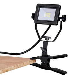 ZONE INDUSTRY CORP. 1200 Lumens Portable LED Clamp Work Light with 5ft 120V AC/60Hz Power Plug, Lightweight Design, Suitable for wet location, 10 Watts, 5000K Daylight, ETL Certified