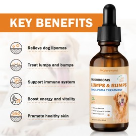 Dog Lumps and Bumps Supplement, Turkey Tail Mushroom Guard for Dog Lipomas, 7 Organic Mushroom Complex Drops, Boost Immunity and Energy for Buddy with Reishi, Lion's Mane, Shiitake Mushrooms