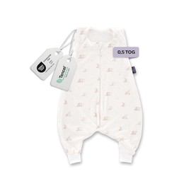 TRÄUMELAND Baby Sleeping Bag with Feet 0.5 TOG Hophop Bunny Beige, summer pajamas, lightweight, breathable baby sleeping bag, Oeko-Tex 100 certified