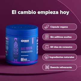 Birdman Mag Trifecta | Citrato, Treonato y Glicinato de Magnesio | 730 mg Magnesio Elemental | Sin Aditivos | Cápsula Vegana | 60 Porciones | 180 Cáps