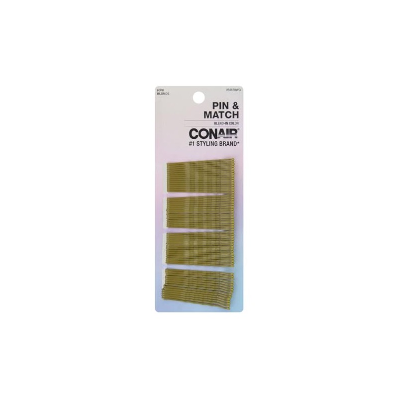 Conair Pin & Match Blend-In-Color Hair Bobby Pins, Blonde, 60-Pieces