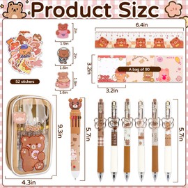 Wiz&Quirkz 155 Pcs Stationery Set With cute Bear Theme - Includes Gel Pens, Pen RefillsStickers,Ruler,Memo Notes, Sticky Tags, and Pencil Pouch,for Kid Teen School school supplies