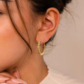 Mesaro Cute Hoop Earrings, Women's, Hypoallergenic, Silver, Gold Earrings, 925 Silver, Swaying, Accessory, Gift, Popular, Large, Simple, Stylish, Sparkle, Everyday Use, Simple Women's Gift, Stainless