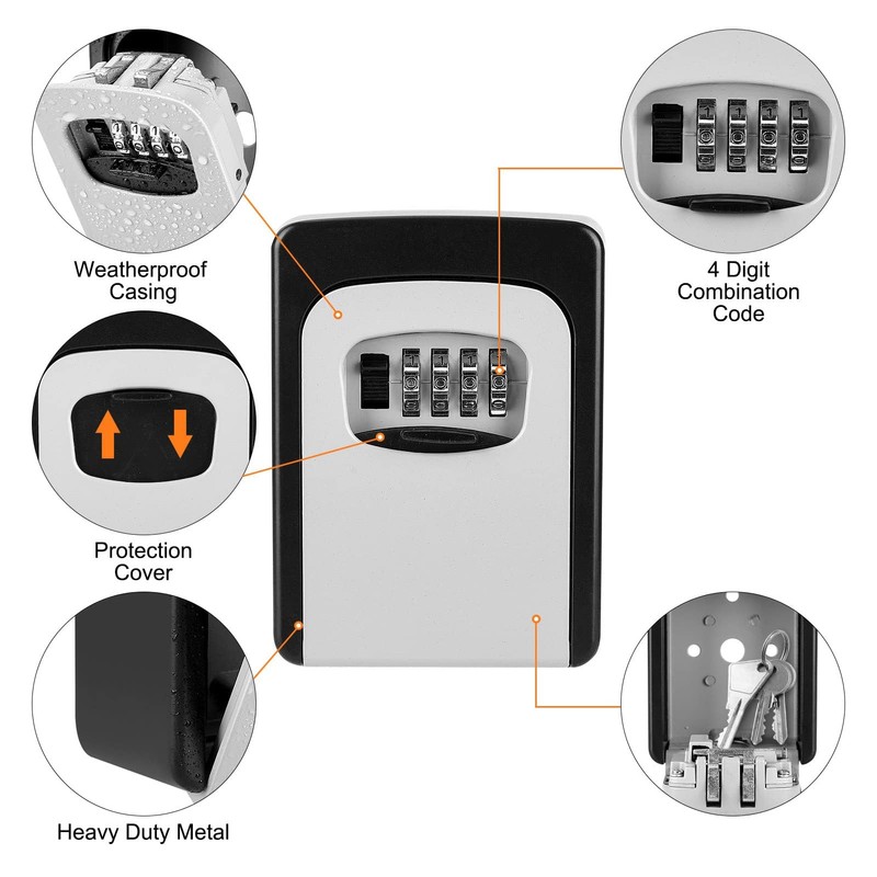 Holdfiturn Wall Mounted Key Safe Combination Lock Box with 12-Digit