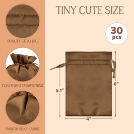 Tapleap - Bolsas de regalo de tela de satén, para el aula de niños, bodas, cumpleaños o fiestas de baby shower, día de la madre, joyas, 4 x 6 pulgadas con cordón para pequeñas empresas, 30 piezas