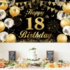 18th Birthday Banner Black Gold, Birthday Banner 18, 18th Birthday