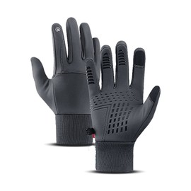Winter Warm Gloves, Touch Screen Thermal Waterproof Windproof Elastic Anti-slip Cuff Gloves for Cycling Running Hiking Driving Riding Walking Sports Ski Mountaineering Men Women (Grey, L)