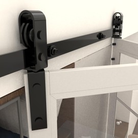 Arti-Life 34" Bifold Sliding Barn Door Hardware Track Kit,Side Mounted Black Roller,Smoothly and Quietly,Assembly Easy,Fit Double 15" Bi-Folding Doors (Door Not Included)