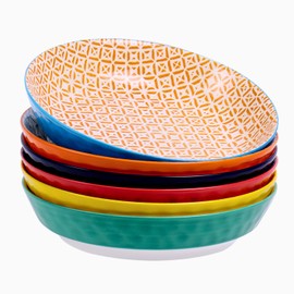 FERAHI Large Ceramic Pasta Bowls Set of 6, 30 Oz Large Salad Bowls for kitchen, 8.25 inch Decorative Ceramic Serving Bowl, Pasta Plates, Porcelain Dinner Soup Bowl Set, Microwave&Oven&Dishwasher Safe