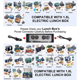 110V Lunch Box Home/Office Use, 12V/24V Car Use Cable for Electric Lunch Box, ONLY Compatible with 4 Power Jacks Food Warmer Wire, Heated Lunch Box Replacement Cord