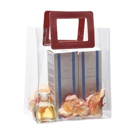 Utiliza 3PCS Small Clear PVC Gift Bags with Handles, Reusable Christmas Clear Plastic Gift Wrapping Bags for Bridal Party, Wedding Favors (7" x 8" x 4 ")