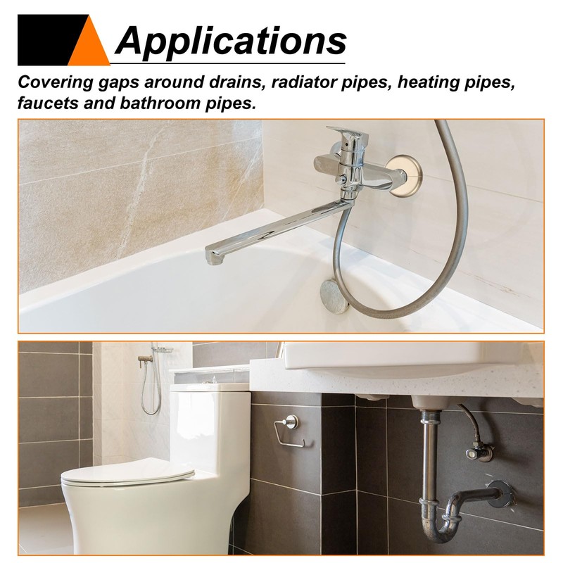 HARFINGTON 2pcs Wall Split Flange 51mm/2" Self-Adhesive Plumbing Cover Plates