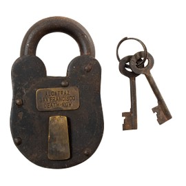 Artisan Owl Heavy Duty Cast Iron Alcatraz San Francisco Death Row Padlock with 2 Working Keys - Antique Rustic Finish for Collectors