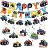 Monster Car Birthday Party Decorations Set Off-Road Happy Birthday Banner