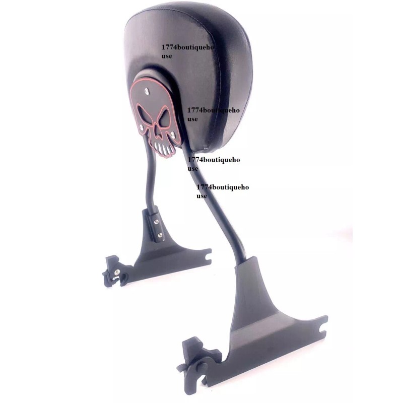 JMEI BLACK SKULL Sissy Bar Backrest With Docking For HARLEY