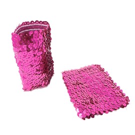 Cadoline Dark Pink Pair Ladies Sequin Polyester Costume Bracelets 16x10cm, Polyester