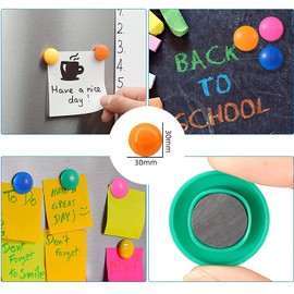 Pack of 40 colourful round magnets, round magnets, for whiteboard, pin board, magnetic board, ribbons, notice board, fridge, picture magnet.
