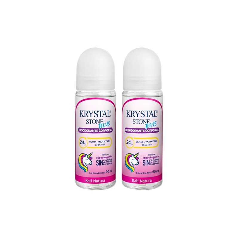 Krystal Stone Desodorante Teens Rosa Roll on 90ml Dúo Pack