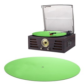 Turntable Mat Record Platter Slipmat, Acrylic Vinyl Mat, Green Slipmat for Record Player, Vinyl Slipmat Fits All 12" Turntables, 3mm Thickness Smooth Sound Quality, Antistatic Anti Vibration