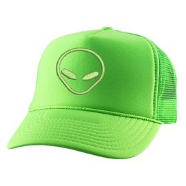 ALLNTRENDS Alien Trucker Hat Embroidered Cool Graphic Adjustable Cap (Neon Green)
