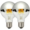 LUXON Half Chrome Light Bulbs,Dimmable,LED Edison Bulbs,Silver Dipped Anti Glare