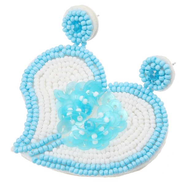 SAFIGLE 1pair Beaded Heart Dangle Earrings for Beach Weddings and