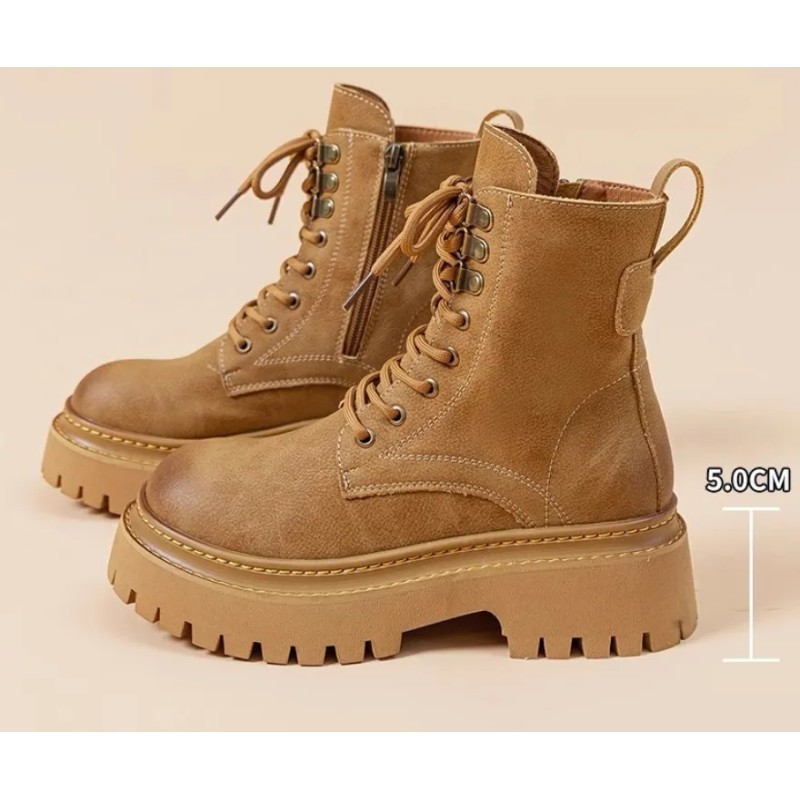 Botas Martin Retro Con Suela Gruesa A Media Pantorrilla Para