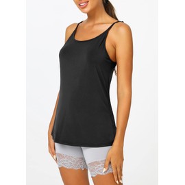 Latuza Women's Viscose Cami Pajamas Top Spaghetti Straps Tank Top XL Black