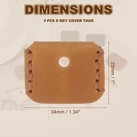PATIKIL Leather Key Covers Caps, 3 Pack Head Key Sleeves Mini Key Tags Organizer for House Office House Apartment Keys, Khaki