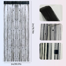 BMYUK Screen Curtains For Window Doorway Beads Curtain Room Divider Single Door Beads Decorations Panel Bedroom Living Closet 100 * 200cm (Black)