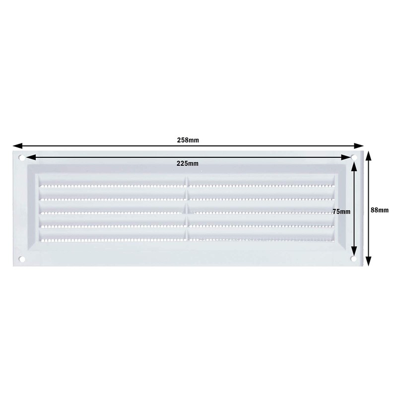 Louvre Vent PVC White 9x3 (225mm x 75mm) Fixed Plastic