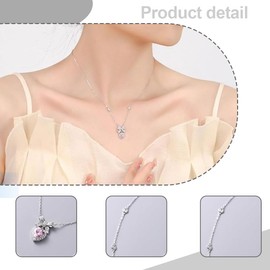 MEXRUMI Women's Shiny Bow Heart Necklace Pendant Heart Necklace Women's Necklace Heart Women's Bow Necklace Clavicle Chain Charm Necklace for Women Girls Mum Girlfriend