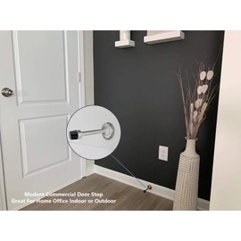 2 Pack Door Stoppers, 6 Inch Long Door Stop, Wall Mounted, Extra Long Door Stop Rubber Bumper Tips Wall Protector Door Holder, Brushed Nickel