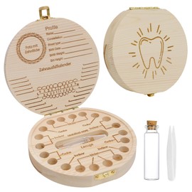 Ennoxwi Tooth Fairy Box Boys Girls Wooden Teeth Storage Tooth Holder Box for Lost Teeth Shower Birthday Gift