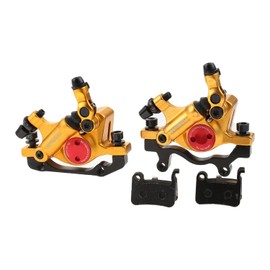 Etermeta ZOOM HB-100 Mountain Bike Disc Brakes Aluminum Alloy Brake Line Pull Hydraulic Front and Rear Set (Gold)