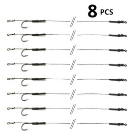 Tandem Baits Set of 8 FC Pop-Up Rig 4 Carp Leader Hooks for Leader Line Fishing Set Fishing Leader for Carp Fishing Accessories Carp Accessories