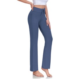ADANIKI Women's Long Modal Comfy Drawstring Trousers Loose Straight-Leg for Yoga Running Sporting (Navy Blue, XL)
